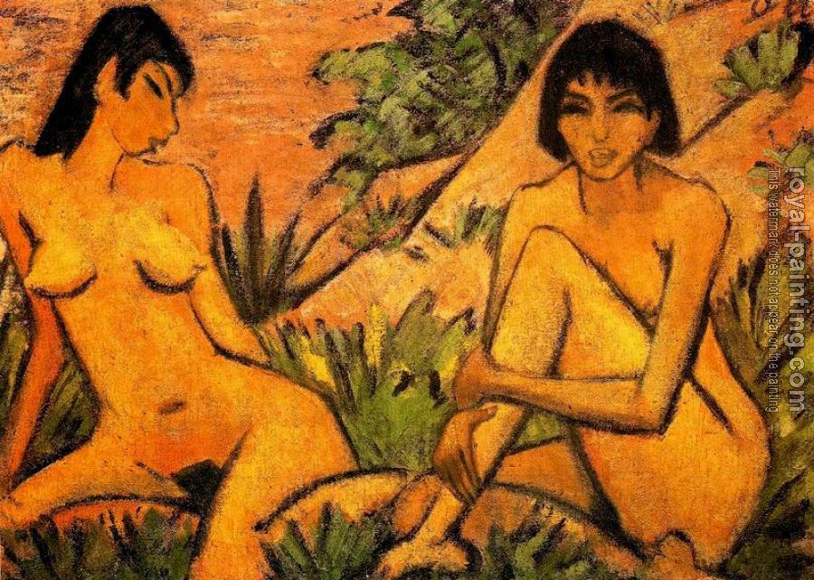 Otto Mueller : Two Women Seated In The Dunes